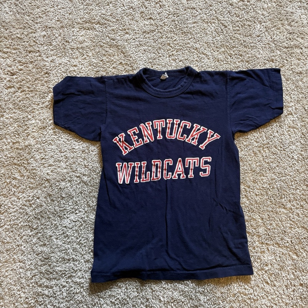Vintage 1970s Champion University Of Kentucky Women's‎ Small T Shirt Navy Red